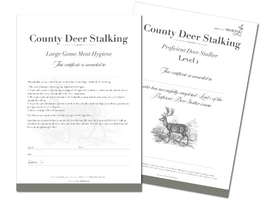 Large Game Meat Food Hygiene Certificate for Deer Stalkers